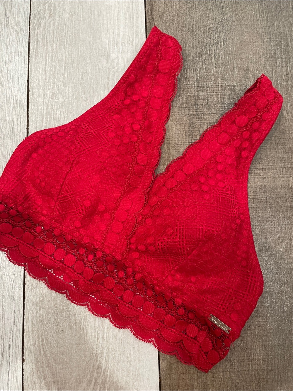 NAUTICA Red Lace Bralette with Scalloped Trim Sz Small